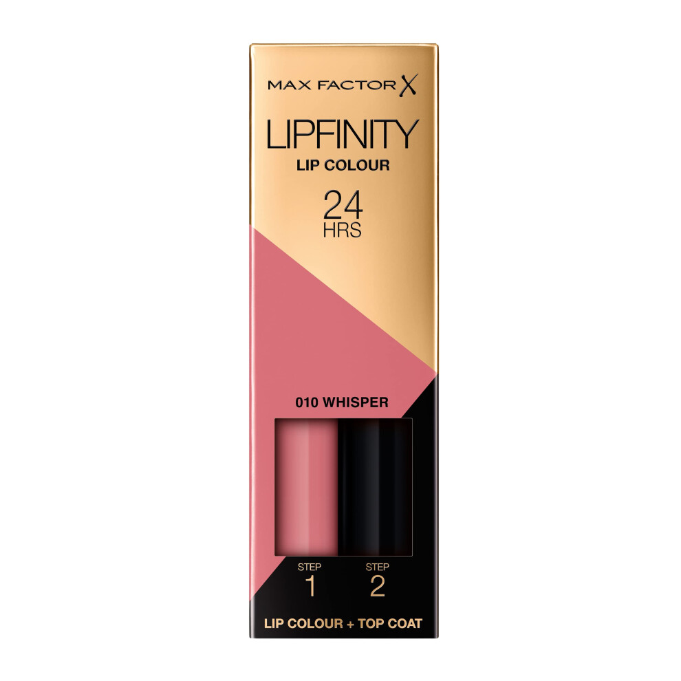 Max Factor Lipfinity 2-step Long-Lasting Lipstick, 24 Hour Effect with Luscious Shine Touch, 010 whisper, 4.2 g