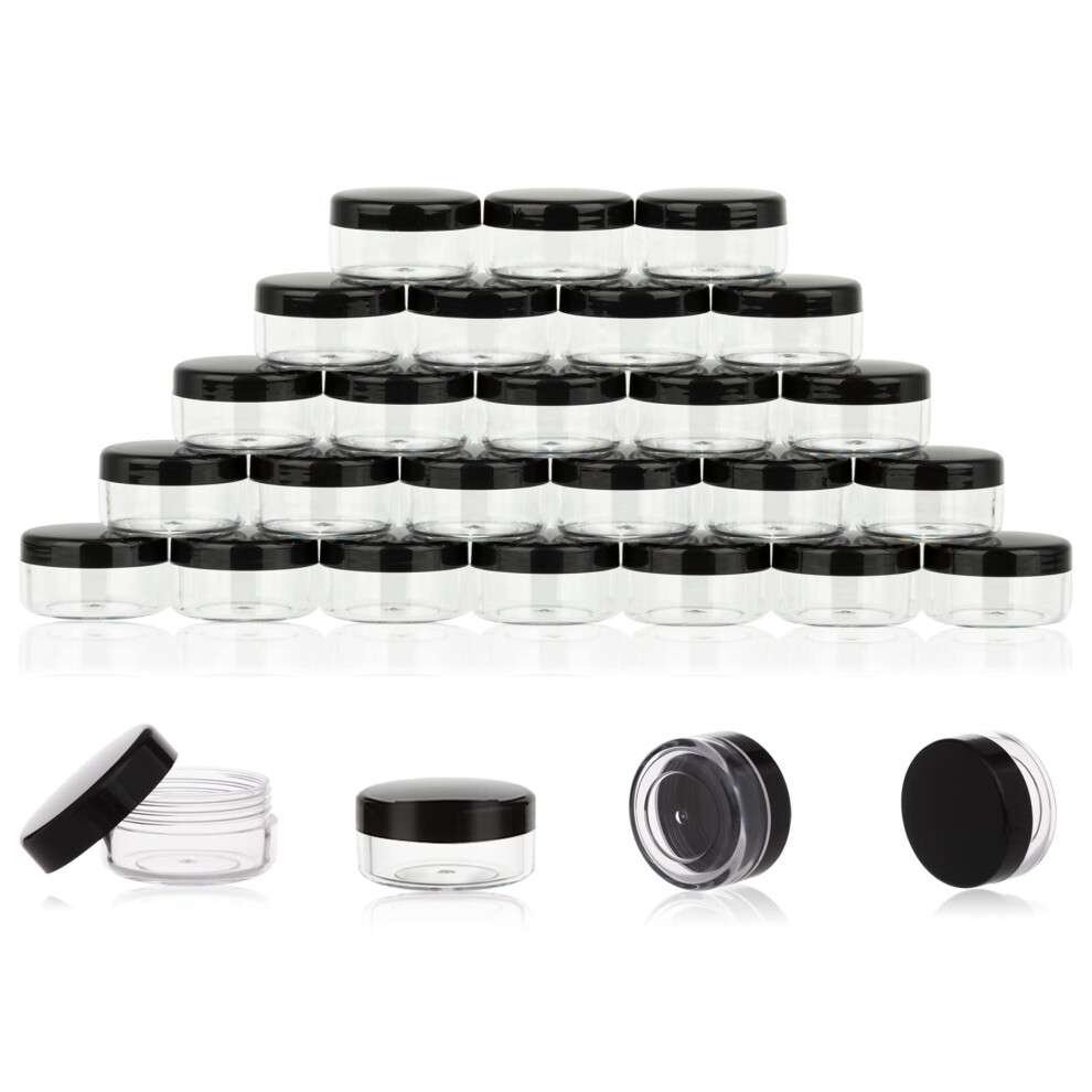 Zejia Black 10 Gram Cosmetic Containers 40Pcs Sample Jars With Lids Plastic Makeup Sample Containers Bpa Free Pot Jars(Black)