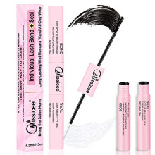 Missicee Bond and Seal Lash Glue 2 in 1 for DIY Cluster Lashes, Lash Bond and Seal Super Strong Hold 72 Hours, Latex Free, Waterproof, Mascara Wand