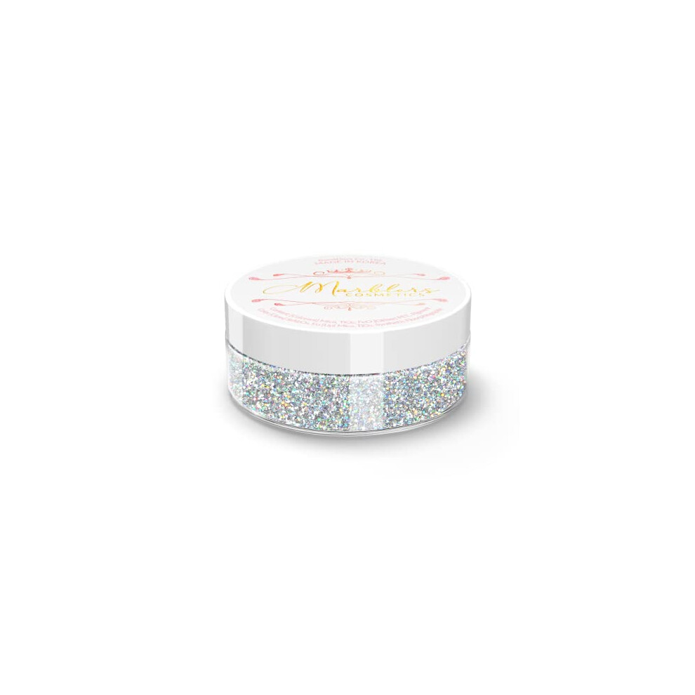 Marblers Cosmetic Grade Fine Holographic Glitter [Holo Silver] 0.18Oz (5G) | Non-Toxic | Vegan | Cruelty-Free | Eyeshadow, Nail Polish, Nail Art |
