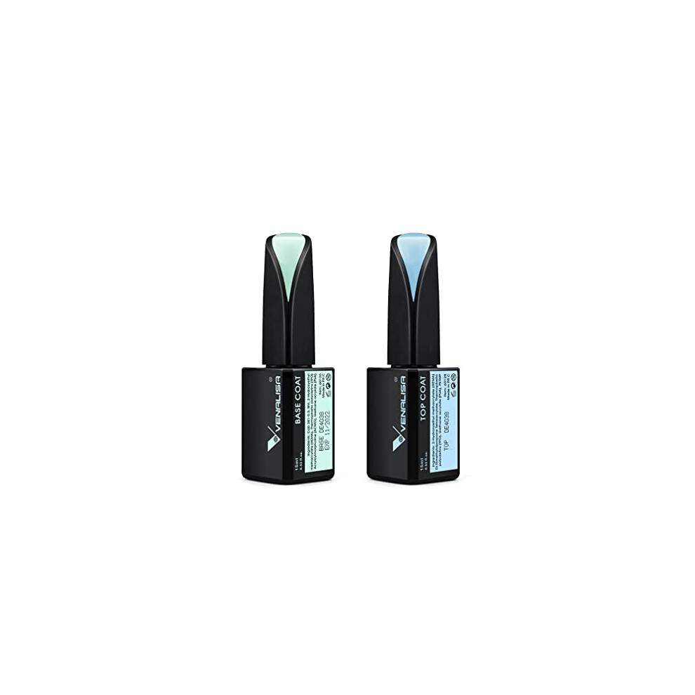 V Venalisa Venalisa 2Pcs 15Ml Gel Nail Polish No Wipe Gel Top And Base Coat Set Clear Nail Polish Gloss Shiny Long Lasting Gel Polish Set