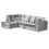 (Silver, 5 Seater Left Hand Facing Corner) Crystal Crushed Velvet Full Back Corner Sofa Range 1