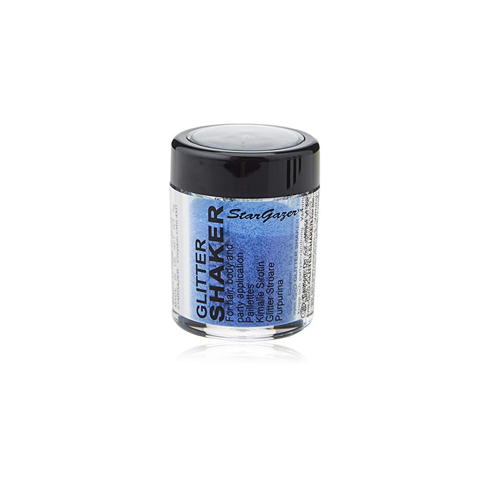 Stargazer UV Glitter Shaker, Purple. Cosmetic glitter powder for use on the eyes, lips, face, body, hair and nails.