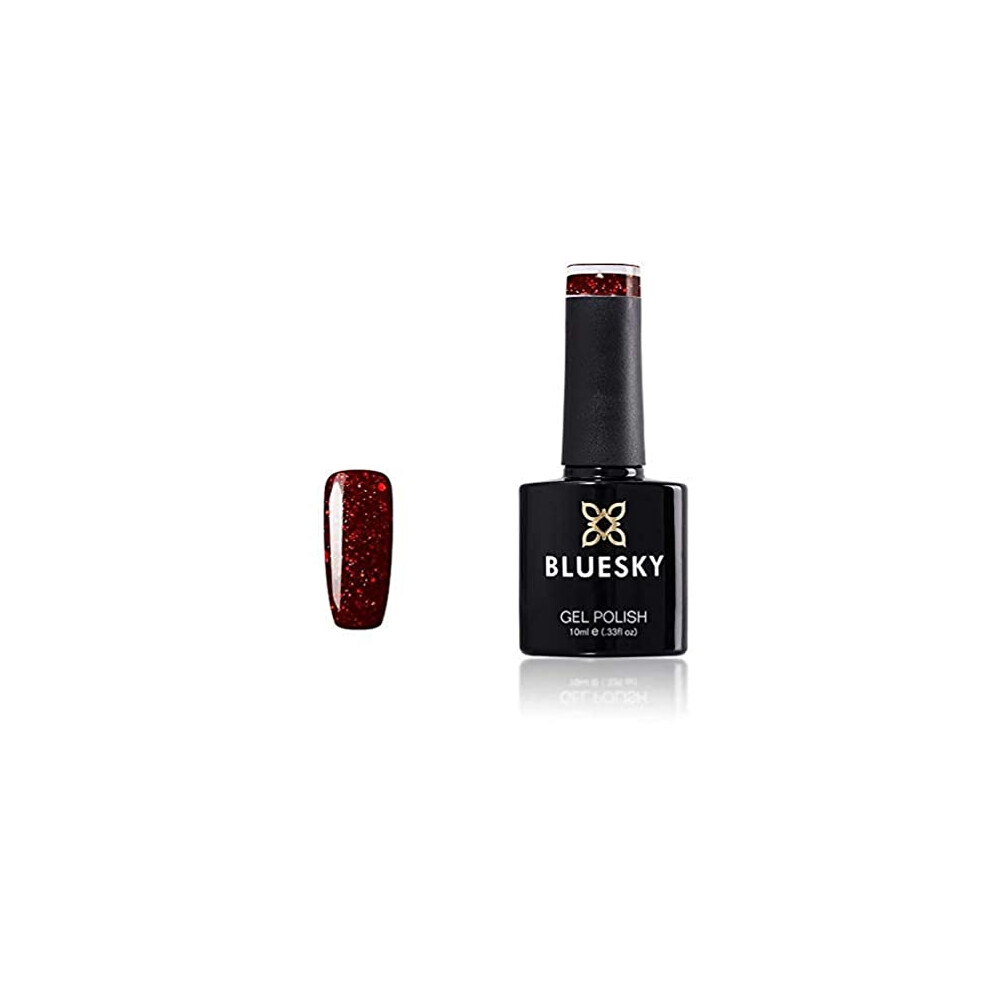 Bluesky Gel Nail Polish, Kiss Me Slow Blz33, Dark Red Glitter, Long Lasting, Chip Resistant, 10 ml (Requires Drying Under UV LED Lamp)