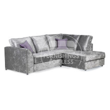 (Silver, 4 Seater Right Hand Facing Corner) Crystal Crushed Velvet Full Back Corner Sofa Range