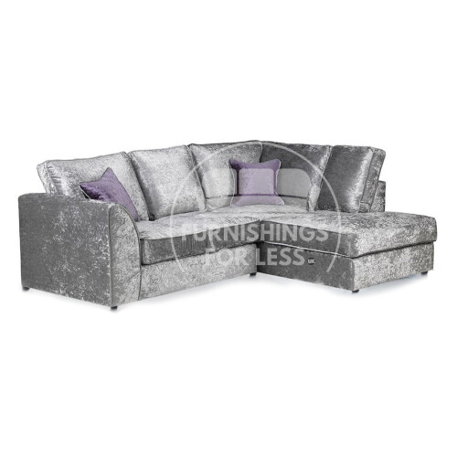 (Silver, 4 Seater Right Hand Facing Corner) Crystal Crushed Velvet Full Back Corner Sofa Range