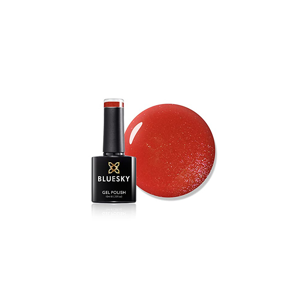 Bluesky Gel Nail Polish, Watermelon Lady A004, Bright, Burnt Orange, Glitter, Red, Long Lasting, Chip Resistant, 10 ml (Requires Curing Under UV LED