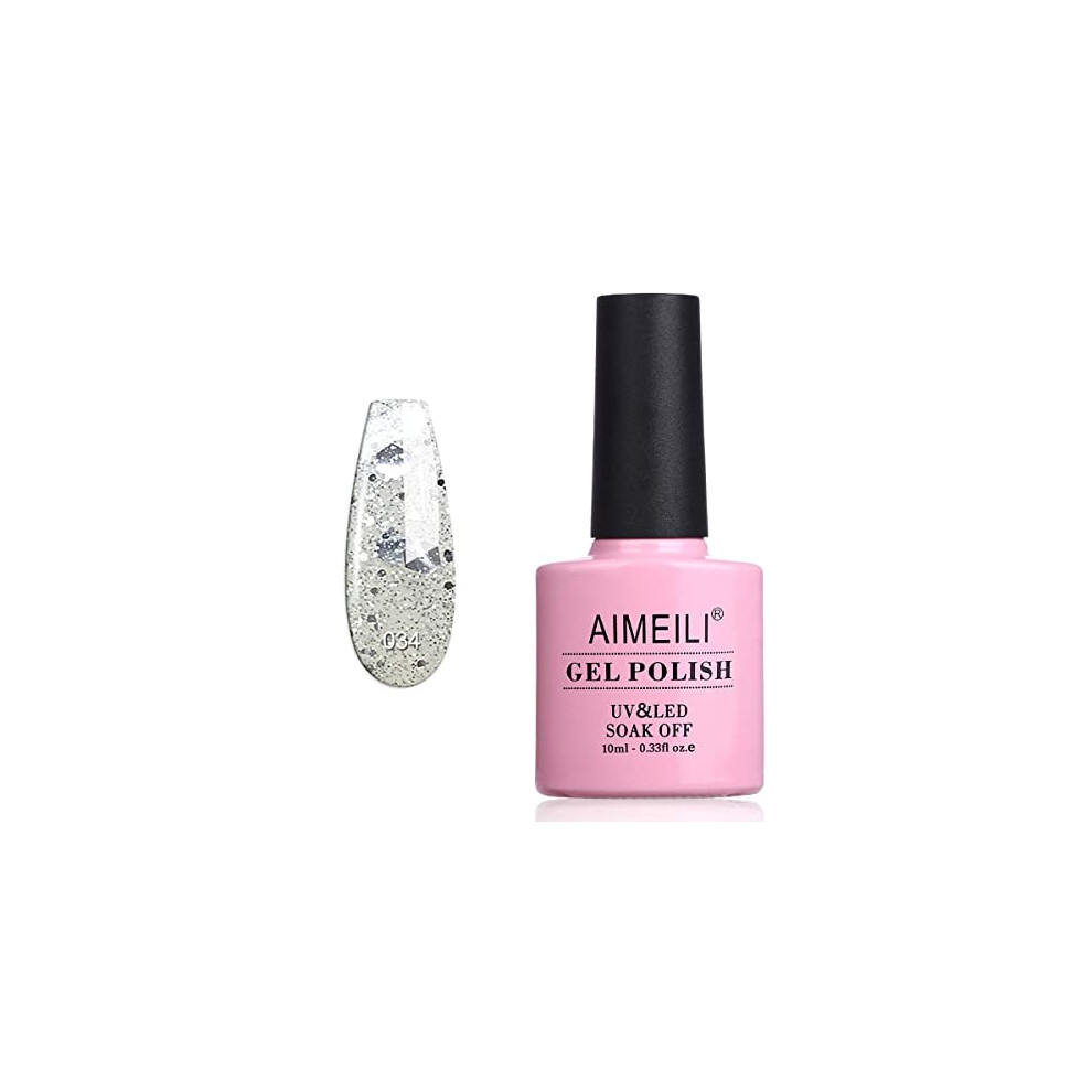 Aimeili Soak Off Uv Led Clear Glitter Gel Nail Polish - Marbled (034) 10Ml