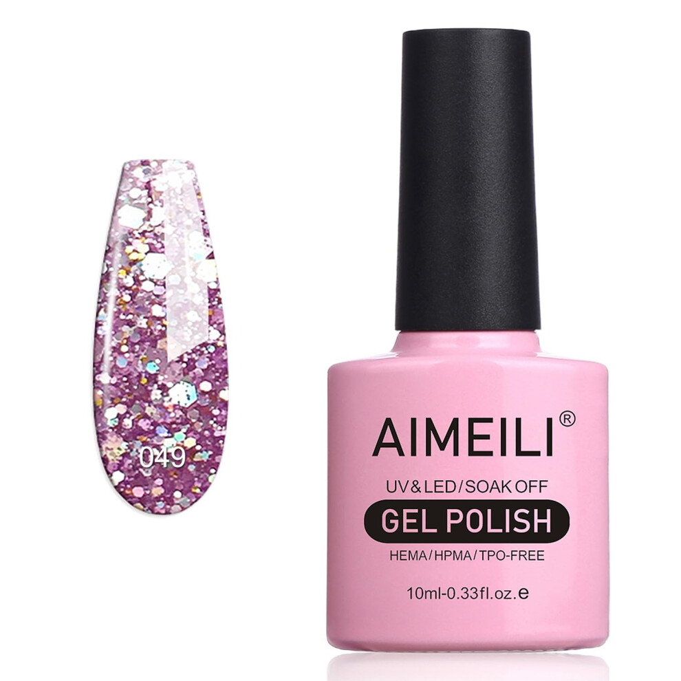 Aimeili Purple Soak Off Uv Led Glitter Gel Nail Polish - Princess (049) 10Ml