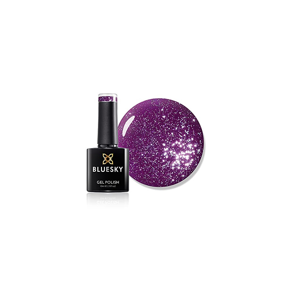 Bluesky Gel Nail Polish, Mulled Wine CS29, Purple Glitter, Long Lasting, Chip Resistant, 10 ml (Requires Drying Under UV LED Lamp)