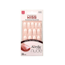 KISS Salon Acrylic French Nude Collection, Graceful, Medium Length Nude Fake Nails, Includes 28 False Nails, Nail Glue, Nail File, and Manicure Stick