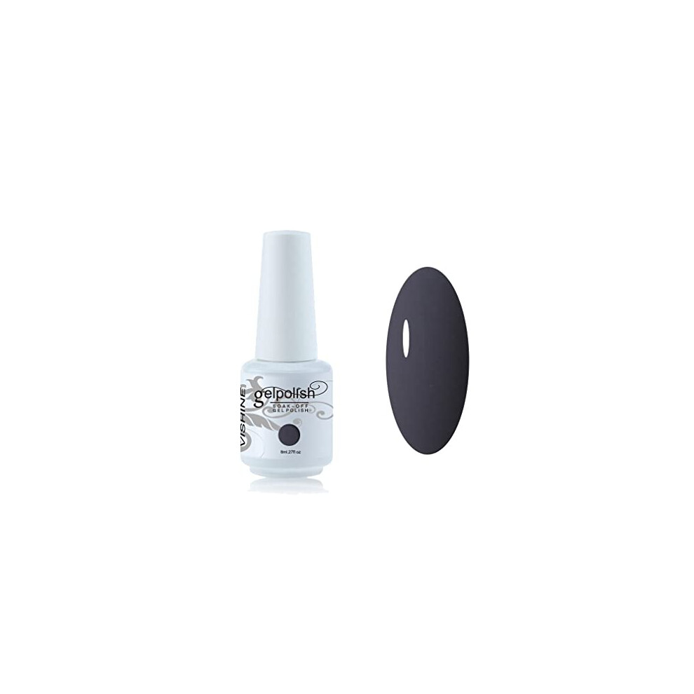 Vishine Grey 8Ml Gelpolish Lacquer Shiny Color Soak Off Uv Led Gel Nail Polish Manicure Dark #1538