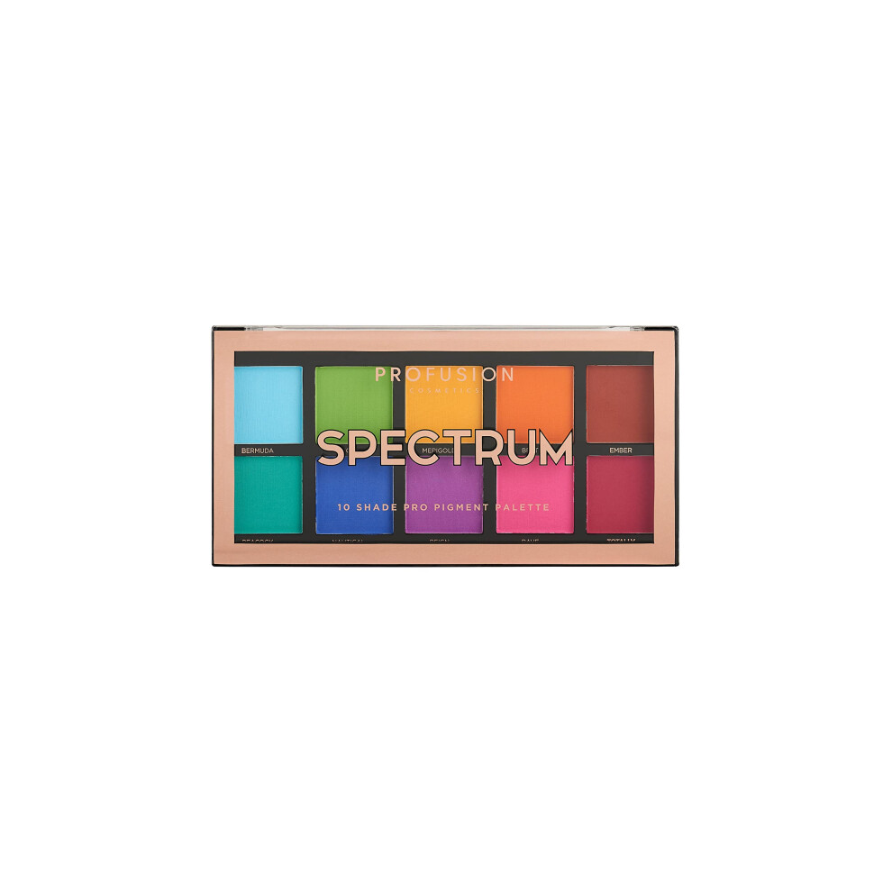 Profusion Cosmetics Spectrum Mixed 10 Shade Eyeshadow Palette (Richly Saturated Blendable Matte Shades)