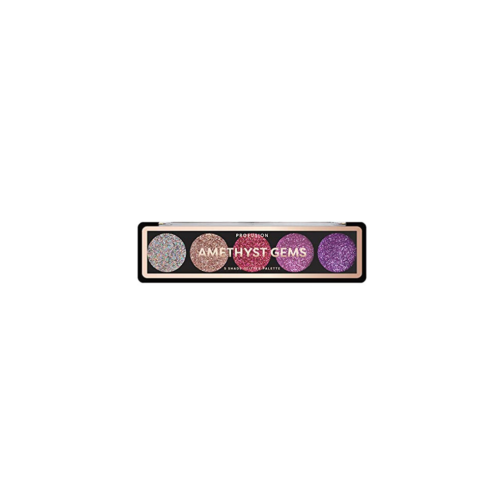 Profusion Cosmetics Amethyst Gems 5 Shade Glitter Eyeshadow Palette-image-OPC-PFDGWFF-NEW