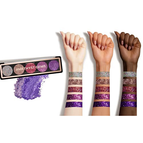 Profusion Cosmetics Amethyst Gems 5 Shade Glitter Eyeshadow Palette 2
