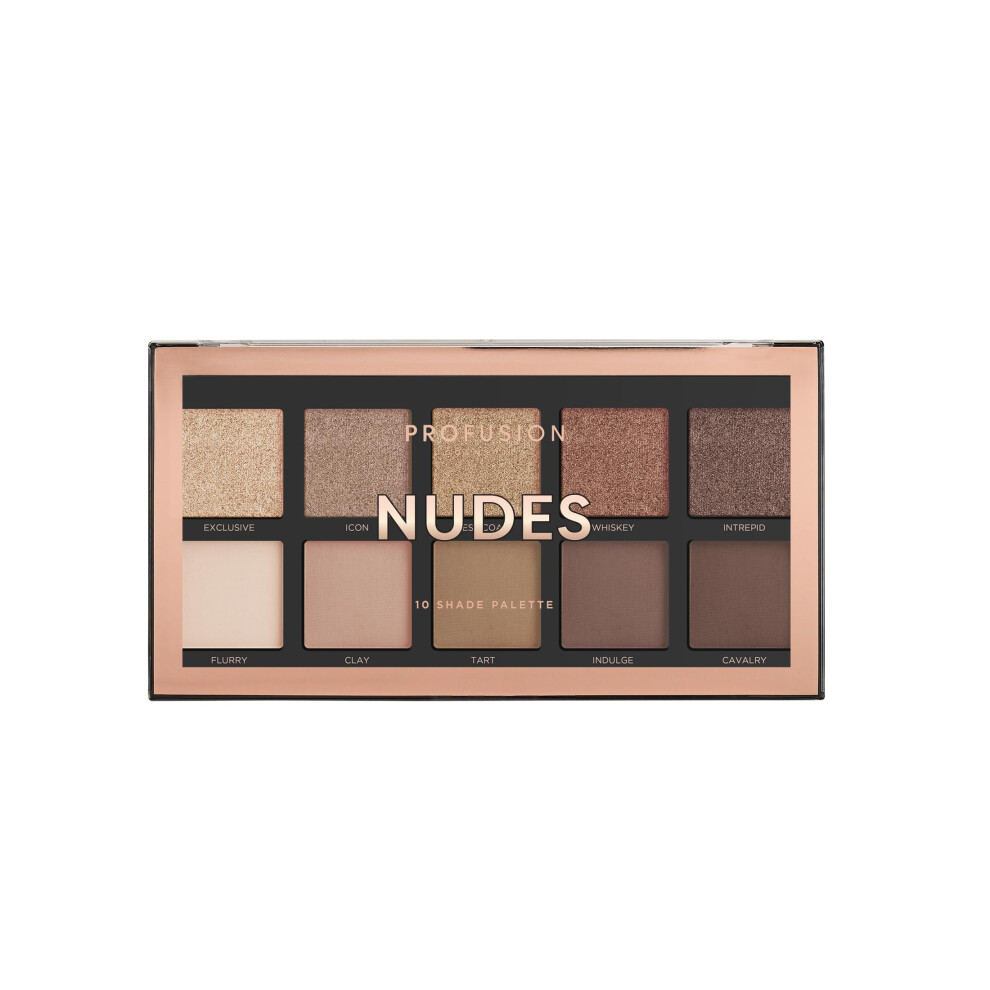 Profusion Cosmetics Nudes 10 Shade Eyeshadow Palette, Multicolour