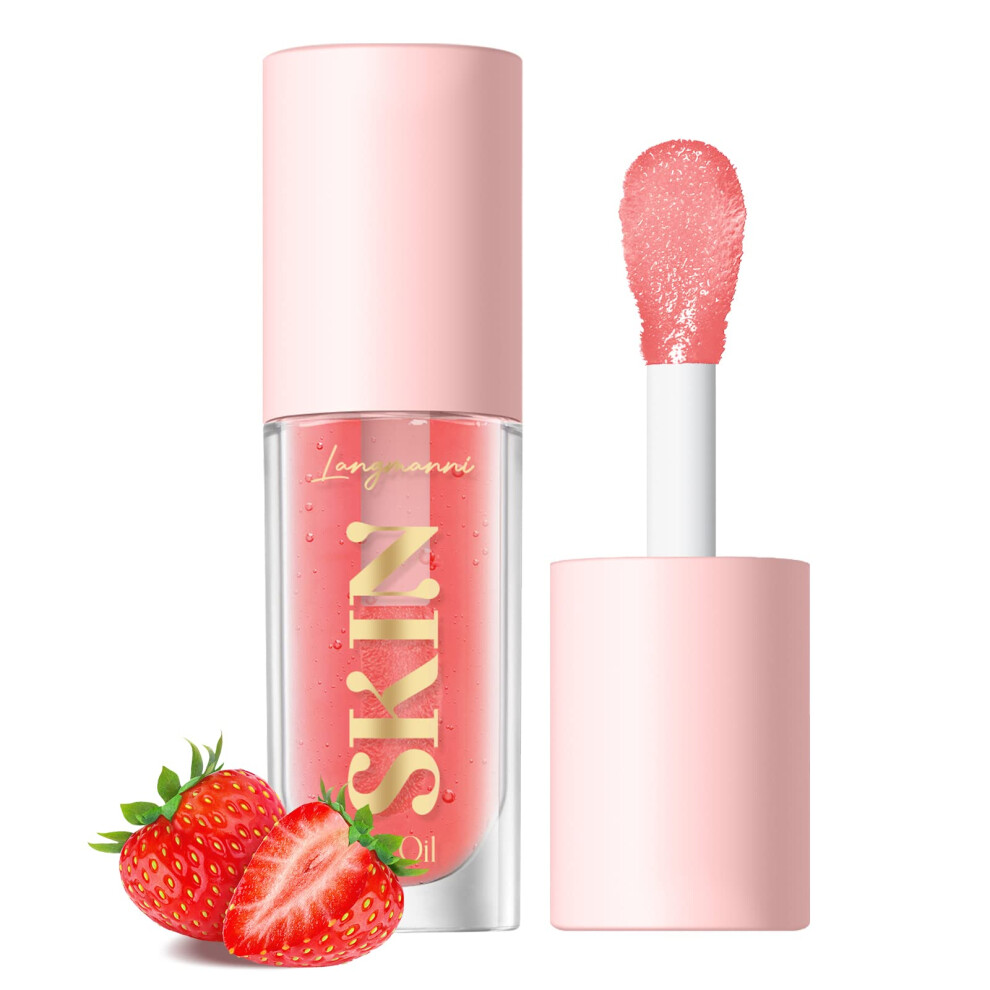 Langmanni No-Sticky Lip Gloss/Balm Lip Care,Fruit Flavoured Lip Oil For Dry Lip's Moisturizing Hydrating And Nourishing (Strawberry)
