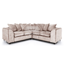 (Mink, 5 Seater Symmetrical Corner) Crystal Crushed Velvet Scatter Back Corner Sofa Range