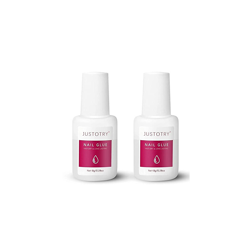 Justotry 2 Pcs Professional Strong Nail Glue For Acrylic Tips Extra Strong And Press On Nails Long Lasting - Fast Bond & Super Strong Acrylic Nail