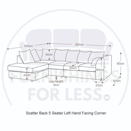 (Silver, 5 Seater Left Hand Facing Corner) Crystal Crushed Velvet Scatter Back Corner Sofa Range 2