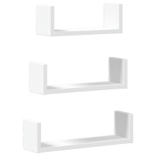 (white) vidaXL Wall Display Shelf Floating Rack Hanging Shelf Engineered Wood 3 pcs