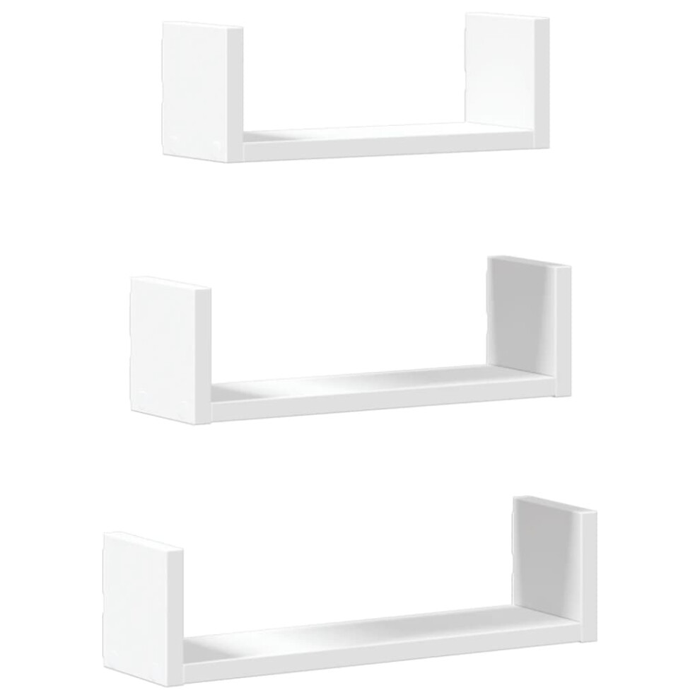 (white) vidaXL Wall Display Shelf Floating Rack Hanging Shelf Engineered Wood 3 pcs