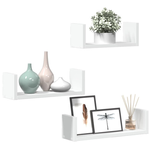 VidaXL (white) vidaXL Wall Display Shelf Floating Rack Hanging Shelf Engineered Wood 3 pcs 2