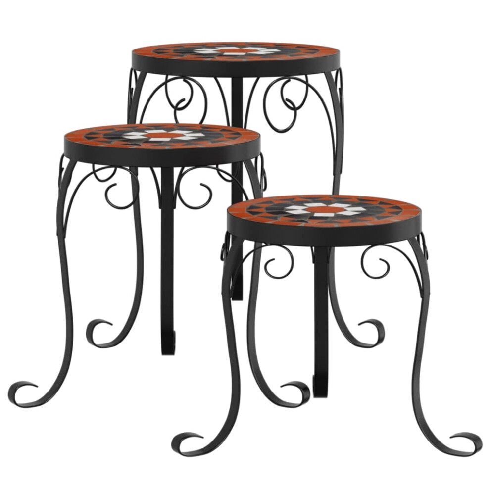 (terracotta And black) vidaXL Mosaic Tables Ceramic Tables Garden Balcony Plant Stand Flower Table