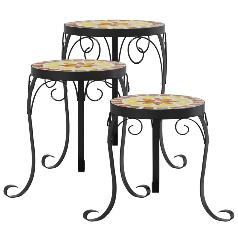 (terracotta and white) vidaXL Mosaic Tables Ceramic Tables Garden Balcony Plant Stand Flower Table-image-OPC-PFDGWSV-NEW