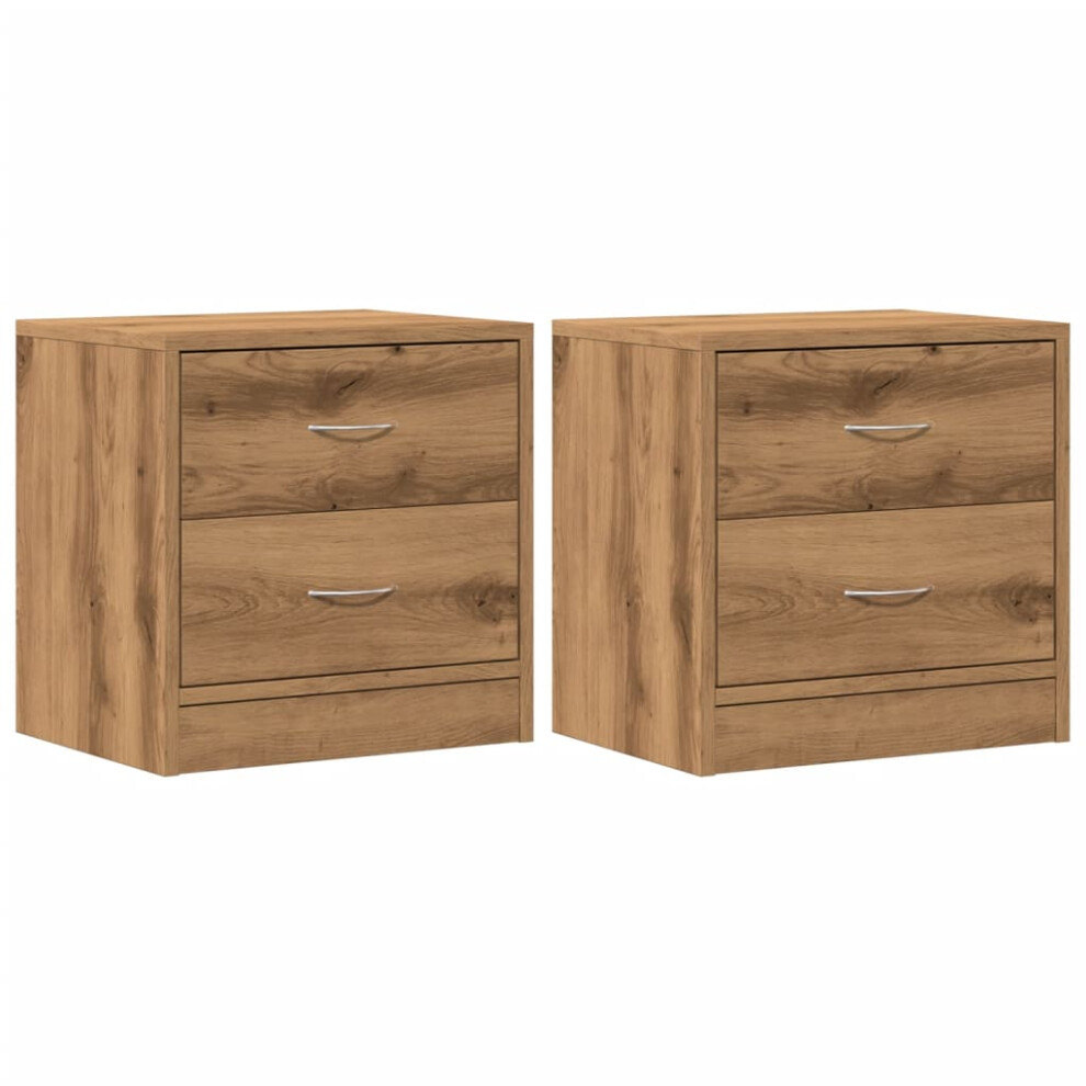 Vidaxl (Artisan Oak, 2 Pcs) 1/2X Bedside Cabinet Chipboard Nightstands Storage Unit Black/White
