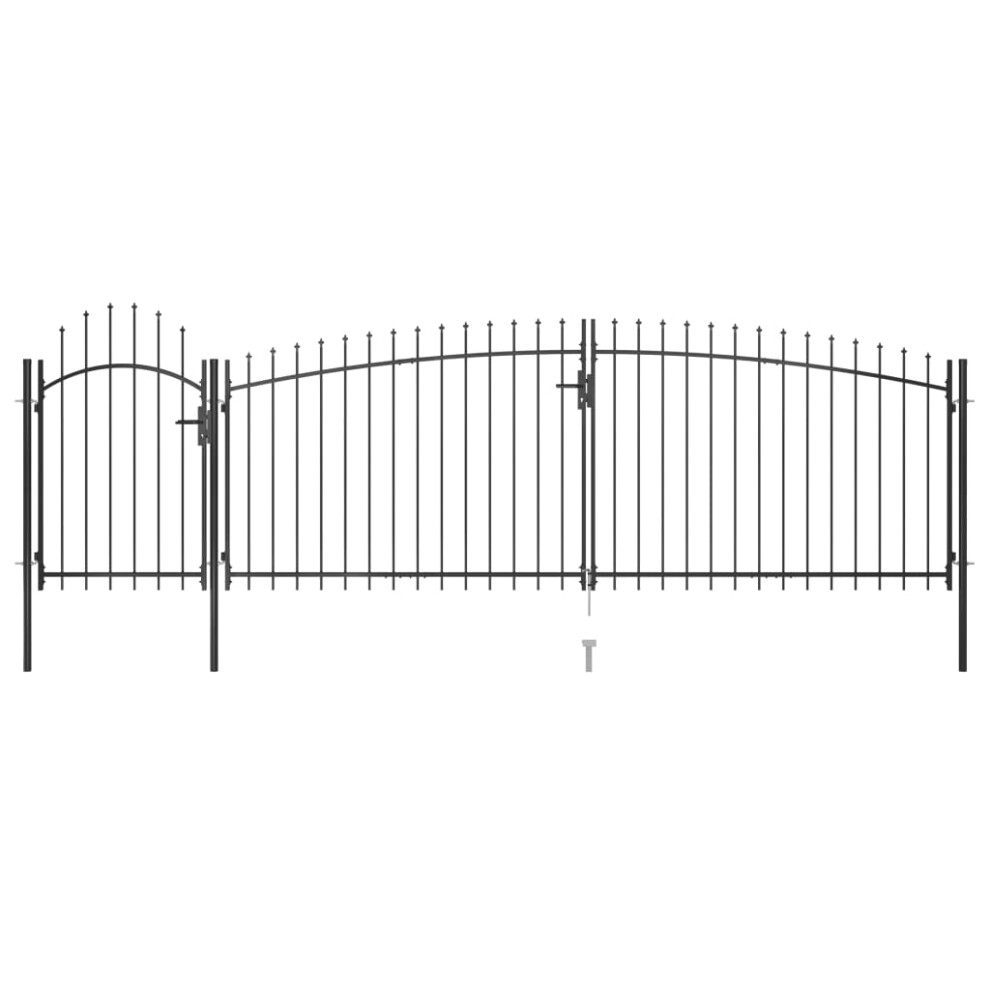 (5 x 2 m) vidaXL Garden Fence Gate with Spear Top Black Barrier Fence Panel Multi Sizes