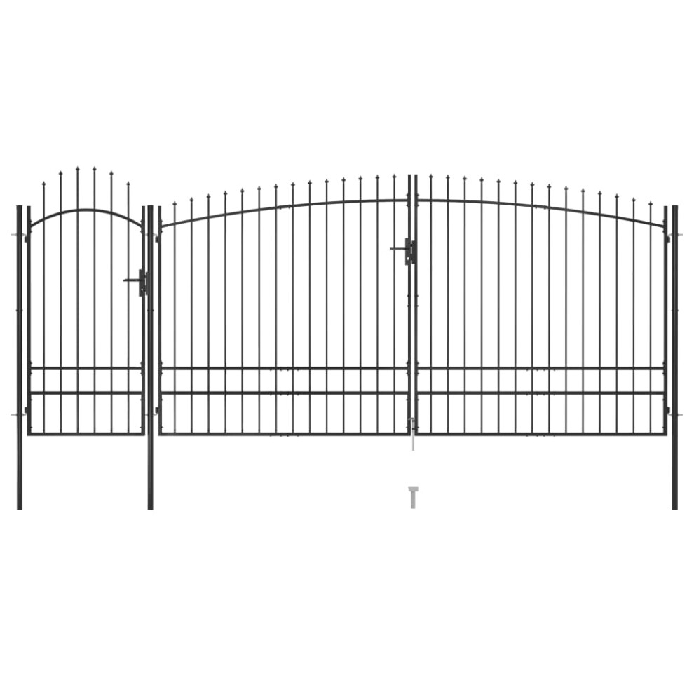 (5 x 2.45 m) vidaXL Garden Fence Gate with Spear Top Black Barrier Fence Panel Multi Sizes