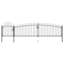 (5 x 1.5 m) vidaXL Garden Fence Gate with Spear Top Black Barrier Fence Panel Multi Sizes