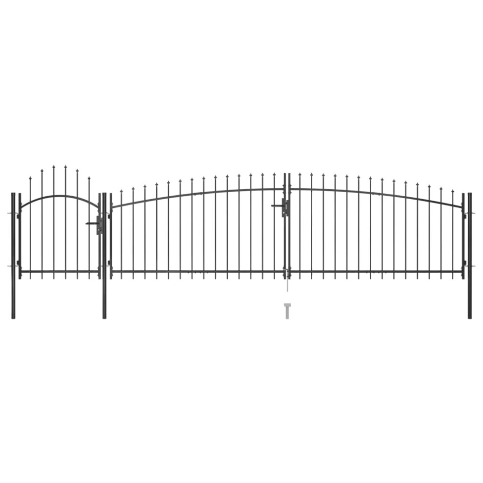(5 X 1.5 M) Vidaxl Garden Fence Gate With Spear Top Black Barrier Fence Panel Multi Sizes 8719883865201