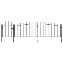 (5 x 1.75 m) vidaXL Garden Fence Gate with Spear Top Black Barrier Fence Panel Multi Sizes