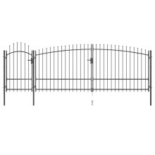 (5 x 2.25 m) vidaXL Garden Fence Gate with Spear Top Black Barrier Fence Panel Multi Sizes