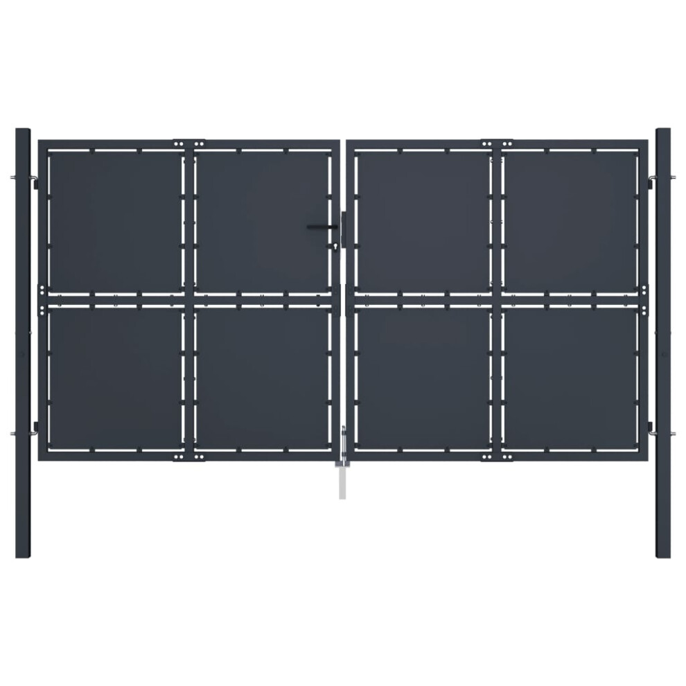 (300 X 200 cm) vidaXL Garden Gate Steel Anthracite Outdoor Fence Doors Patio Gate Multi Sizes