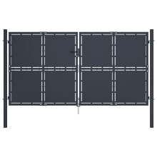 (300 x 150 cm) vidaXL Garden Gate Steel Anthracite Outdoor Fence Doors Patio Gate Multi Sizes