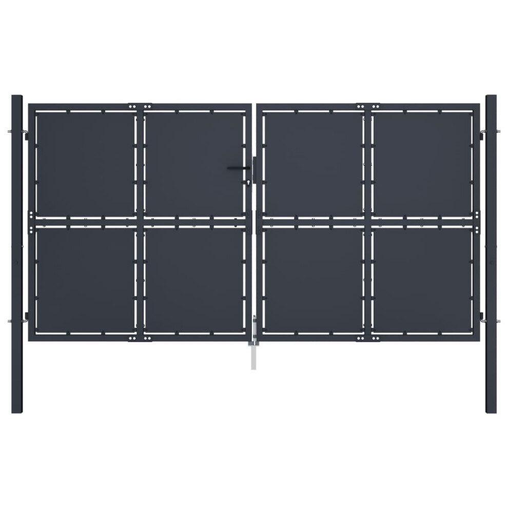 (300 x 150 cm) vidaXL Garden Gate Steel Anthracite Outdoor Fence Doors Patio Gate Multi Sizes