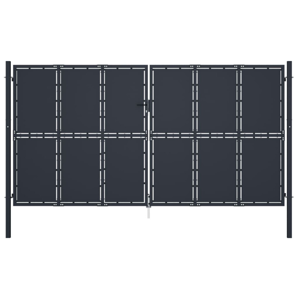 (400 x 200 cm) vidaXL Garden Gate Steel Anthracite Outdoor Fence Doors Patio Gate Multi Sizes