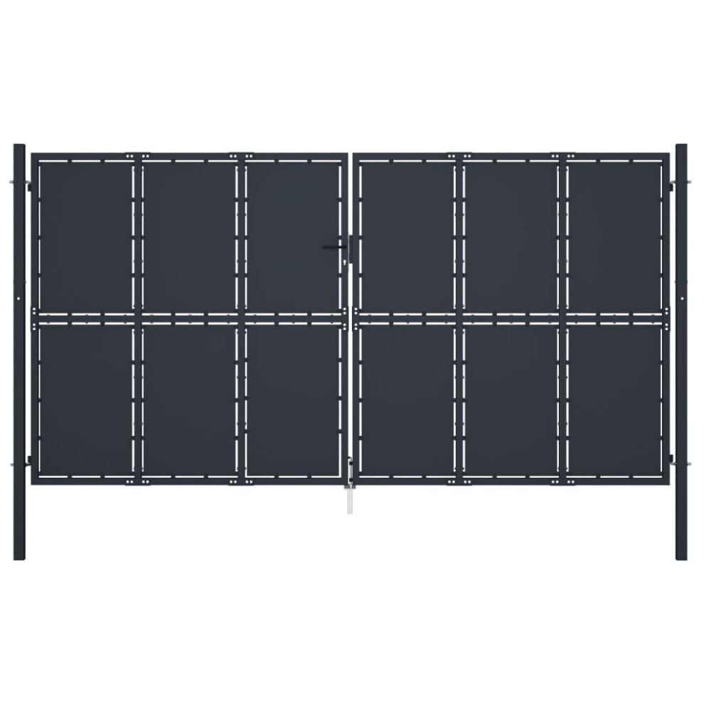 Vidaxl (400 X 175 Cm) Garden Gate Steel Anthracite Outdoor Fence Doors Patio Gate Multi Sizes