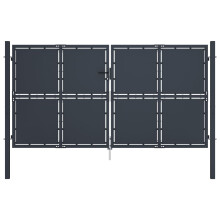 (300 x 175 cm) vidaXL Garden Gate Steel Anthracite Outdoor Fence Doors Patio Gate Multi Sizes
