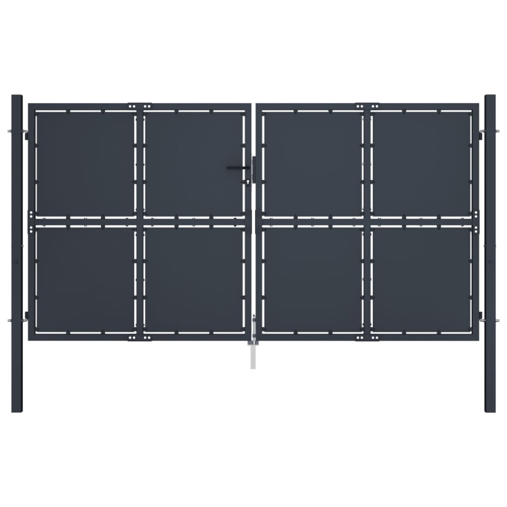 (300 x 175 cm) vidaXL Garden Gate Steel Anthracite Outdoor Fence Doors Patio Gate Multi Sizes