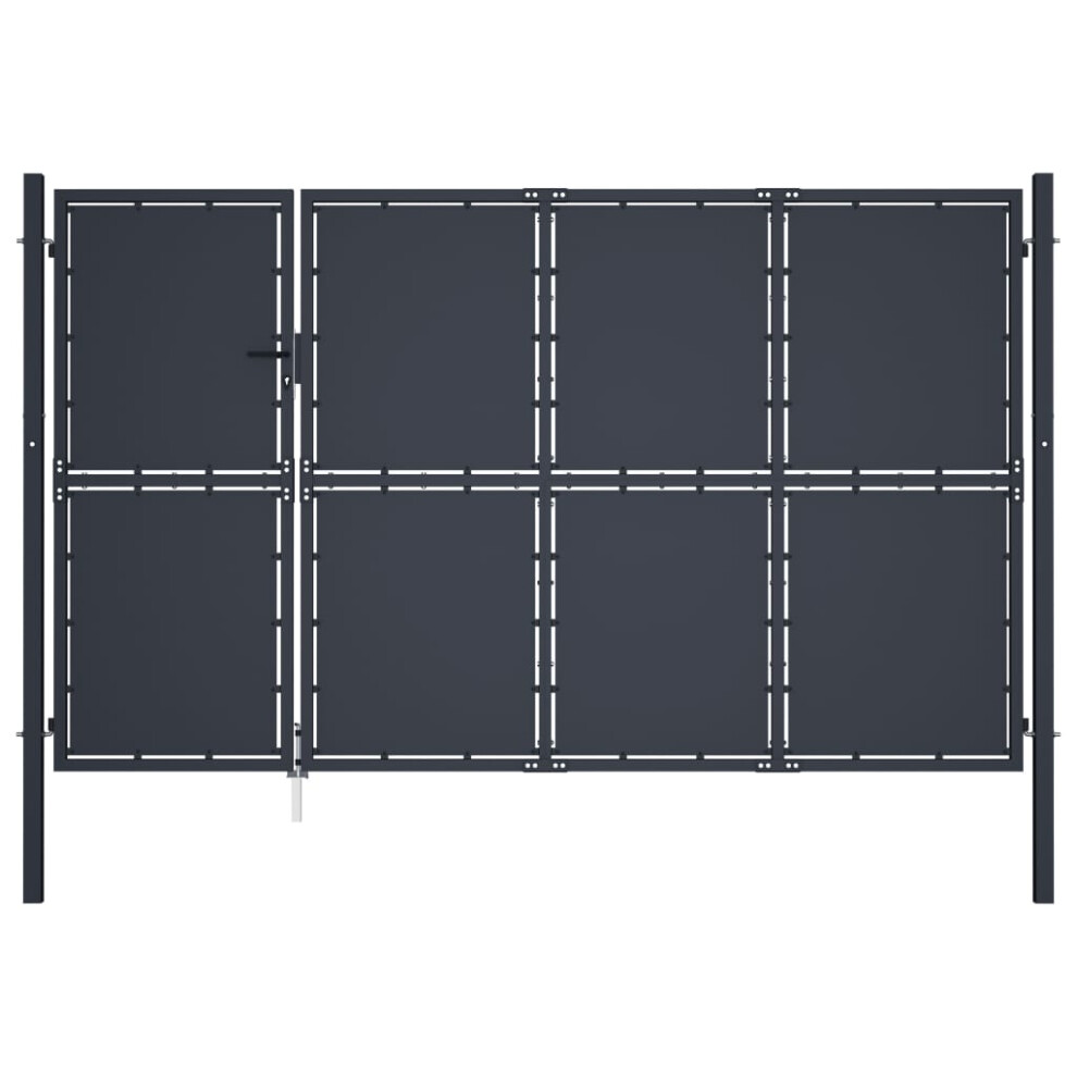 (350 x 200 cm) vidaXL Garden Gate Steel Anthracite Outdoor Fence Doors Patio Gate Multi Sizes