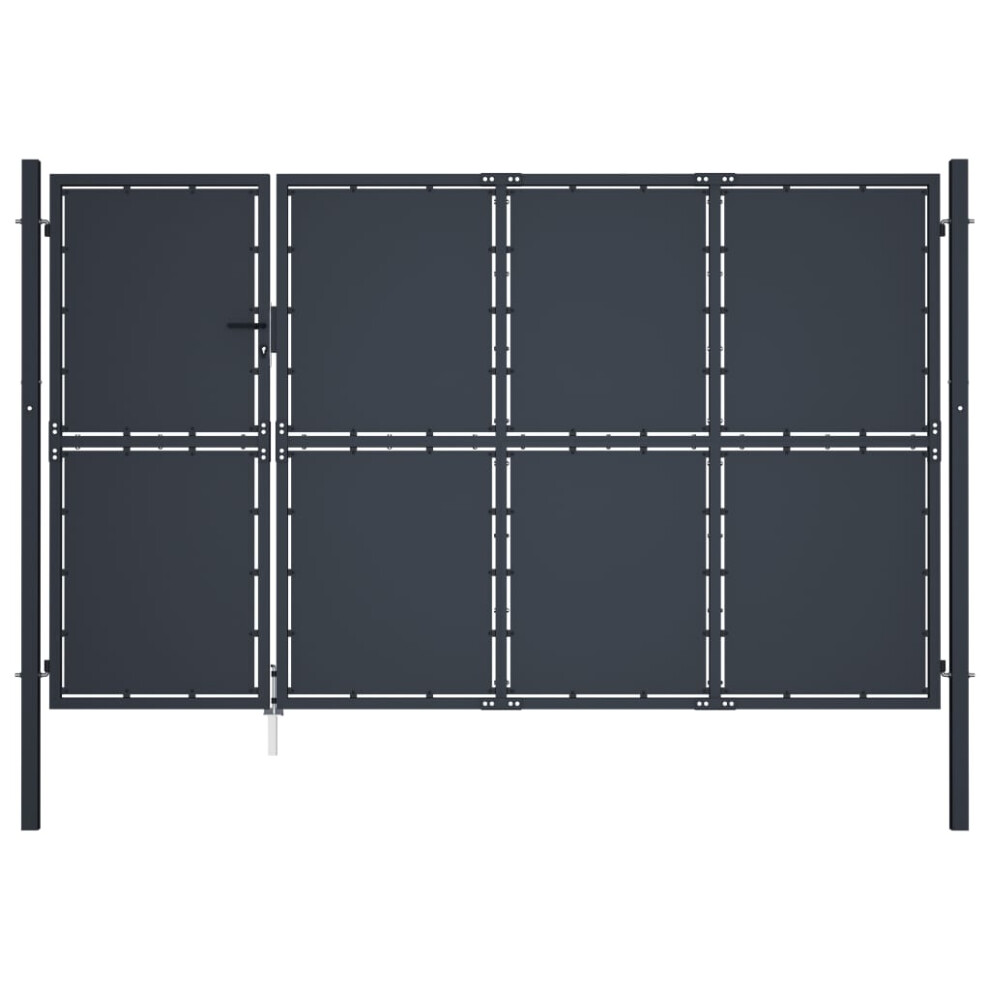 Vidaxl (350 X 175 Cm) Garden Gate Steel Anthracite Outdoor Fence Doors Patio Gate Multi Sizes