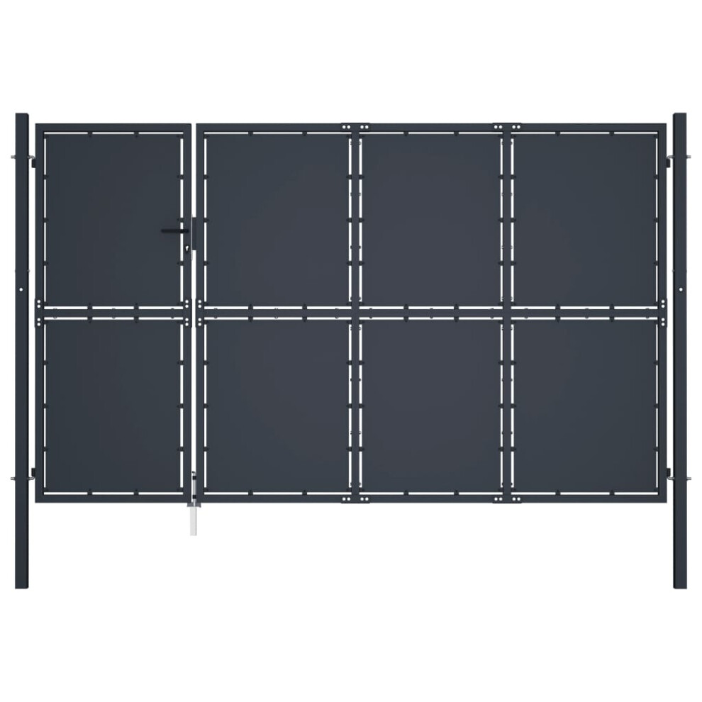 (350 x 150 cm) vidaXL Garden Gate Steel Anthracite Outdoor Fence Doors Patio Gate Multi Sizes