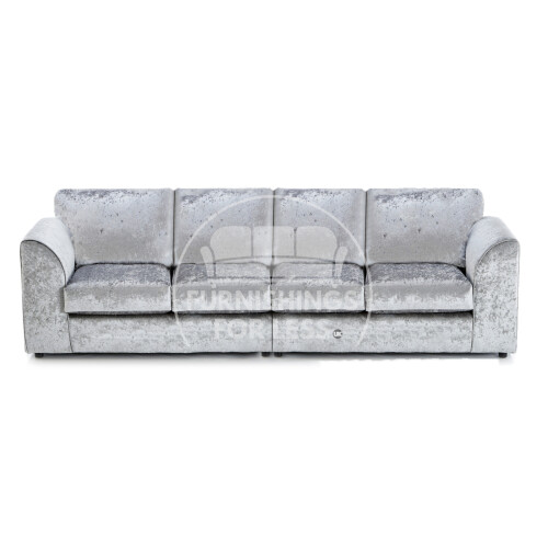(Silver, 4 Seater) Crystal Crushed Velvet Full Back Corner Sofa Range