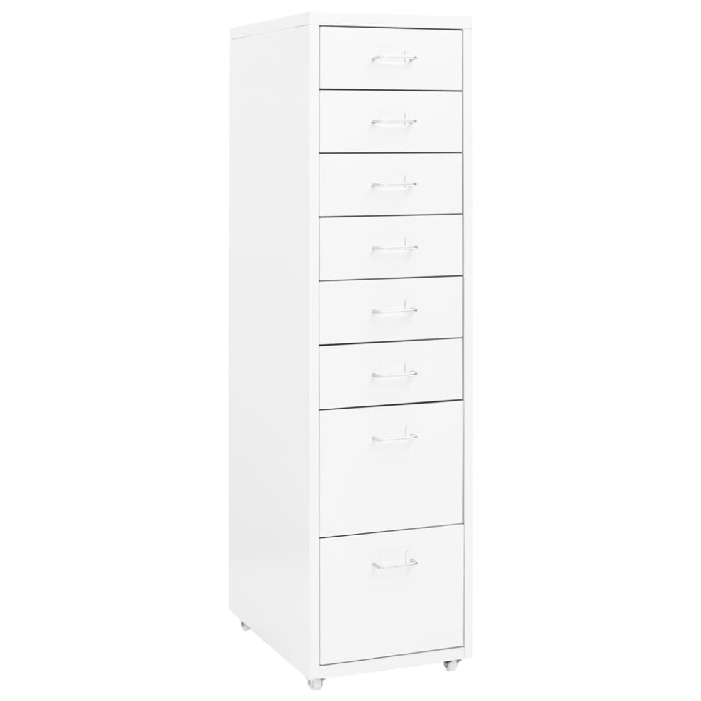 Vidaxl (White, 8 Drawers) Mobile File Cabinet Metal Storage Filing Cabinet Multi Colours/Models