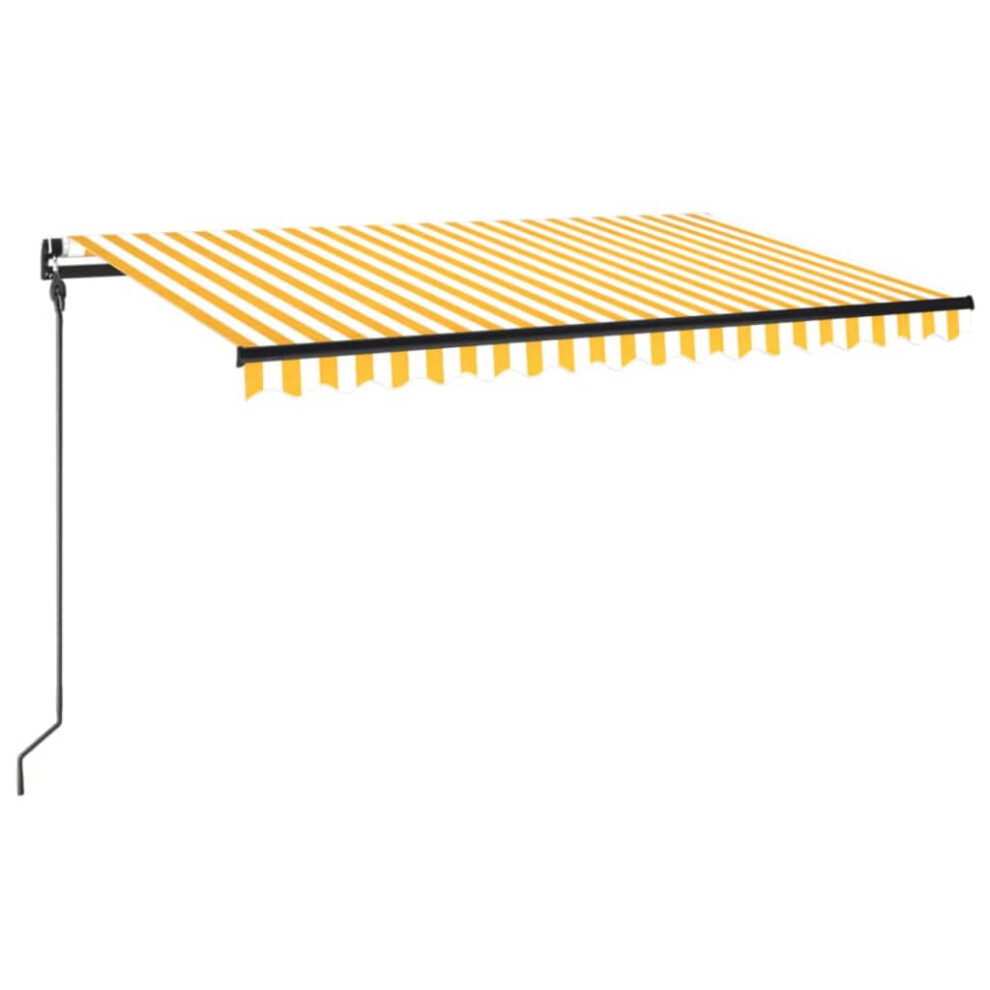 Vidaxl ( And White) Manual Retractable Awning Outdoor Patio Awning Sunshade Garden Canopy Yellow/White
