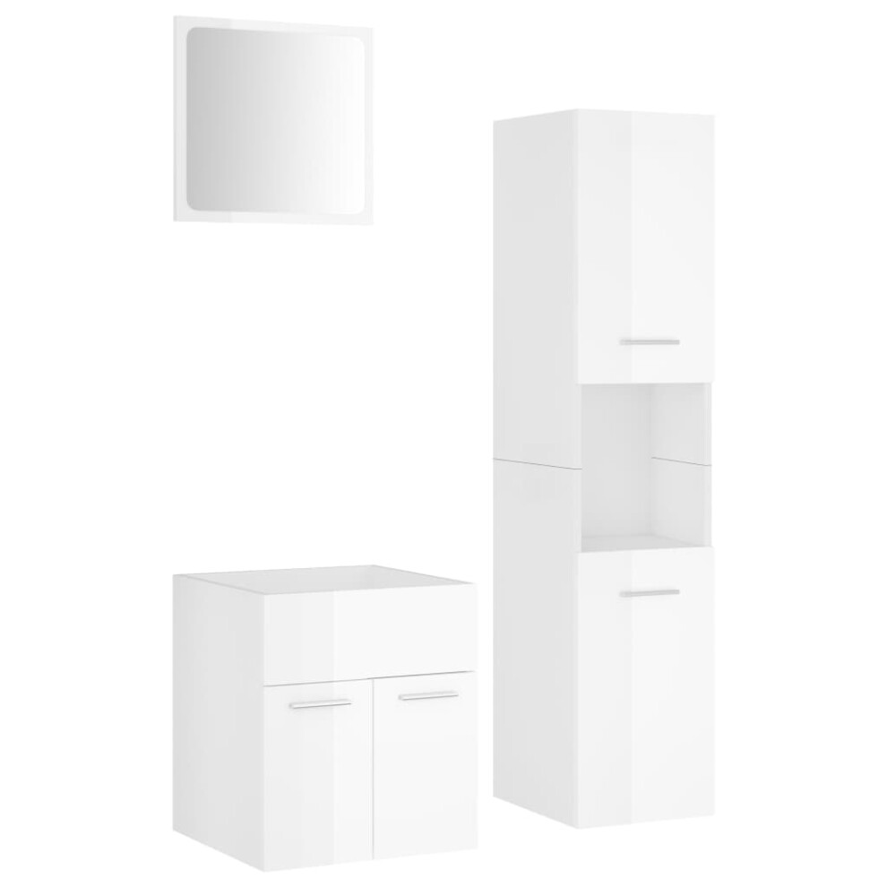 (high gloss white) vidaXL Bathroom Furniture Set Chipboard Wall Mirror Multi Sizes Multi Colors